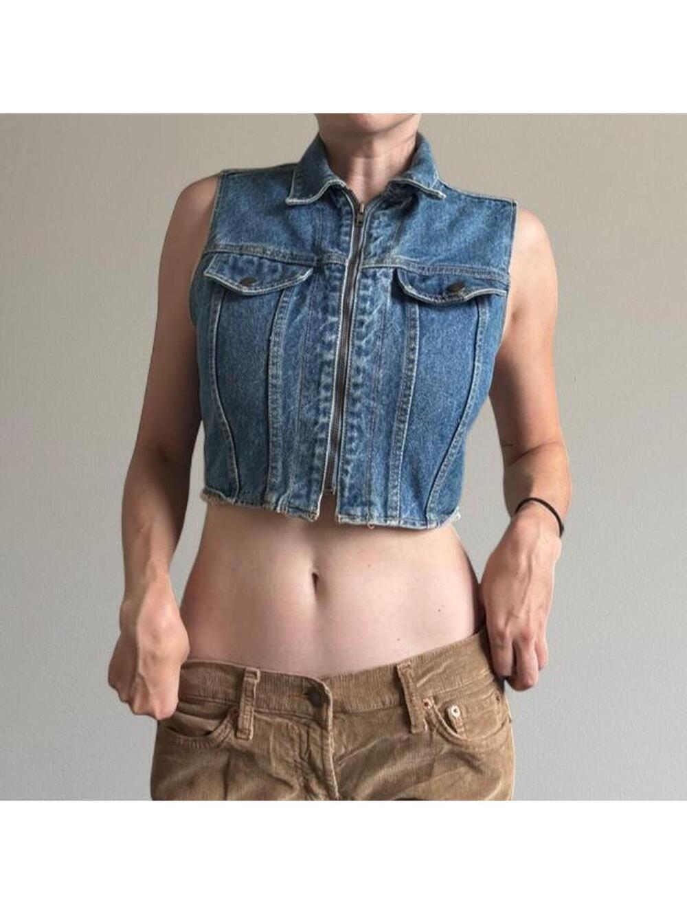 90s cropped denim vest from Moda International.